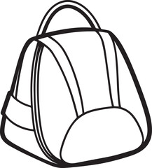 tennis bag outline vector illustration, line art