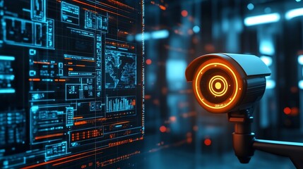 Fototapeta na wymiar Futuristic Digital Interface Panel with Cyberpunk Style HUD Visualization