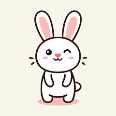 Obraz premium A cheerful cartoon rabbit winks with a heartshaped nose and long pink ears