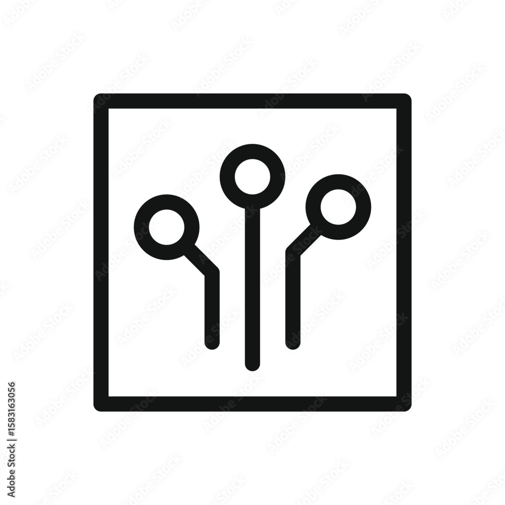 Poster electronic components line icon, integrated circuit electronic component vector symbol with editable