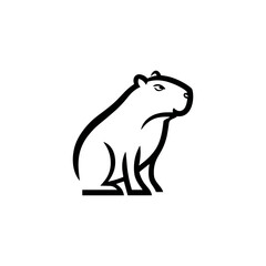  Minimalist vector illustration of a capybara in a seated posture, showcasing its simple form and features. Ideal for nature-themed projects, educational materials, and design elements.