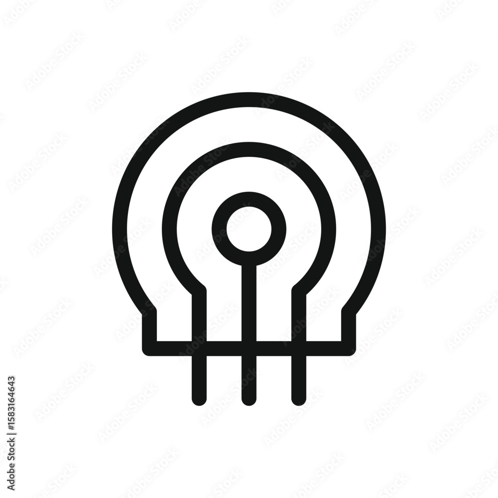 Poster variable resistor line icon, potentiometer electronic component vector symbol with editable stroke