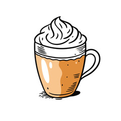 Delicious whipped cream coffee beautifully presented in an elegant glass cup