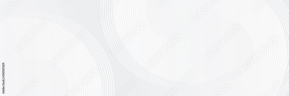 Wall mural abstract white glowing geometric lines on gray background. modern shiny blue circle lines pattern.