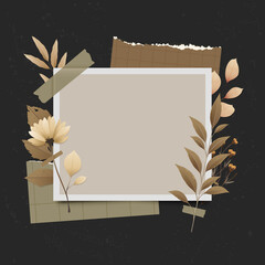 Vintage Dried Flowers and Paper Collage Composition