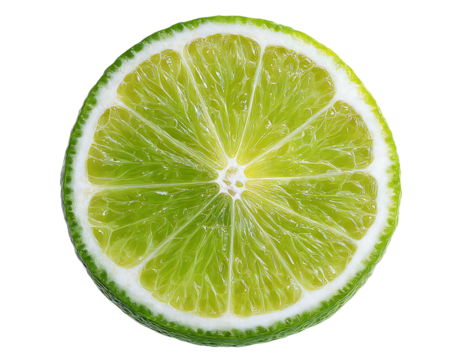 A slice of lime with a transparent background.