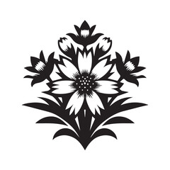 Edelweiss black and white silhouette vector icon