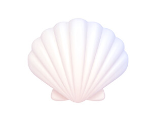 Cartoon Cute Shellfish. Colorful tropical shell underwater icon. Seashell summer symbol concept. Vector Illustration Object isolated on white background. Realistic 3D vector icon