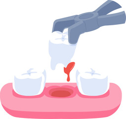 Tooth removal illustration design. Dental care concept.