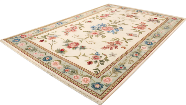 An ornate floral carpet with a traditional design is isolated on transparent background, showcasing its intricate pattern and vintage style - Powered by Adobe