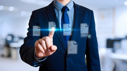 Business man hand document report paper