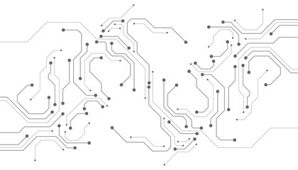 Abstract technology circuit diagram on white background.High tech circuit board connection system.Vector abstract technology on white background.