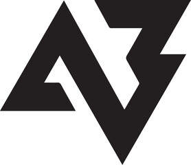 Abstract Monogram Logo with Letter A and Z Combination in Black