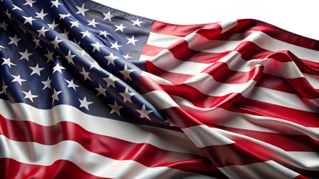 The american flag waves proudly, symbolizing freedom and democracy in the united states isolated on transparent background