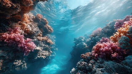 Underwater Coral World teeming with colorful marine life and vibrant reef texture perfect for ocean awareness visuals tropical themes and aquatic patterns