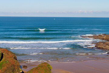 Landscape and morphology of the cliff coast in the municipality of Galizano in Cantabria, Spain