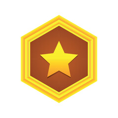 Golden hexagon badge with a centered star, ideal for reward icons, achievement systems, rankings, premium status, gamification UI, mobile games, loyalty programs, and award certificates.