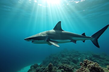 Fototapeta premium Shark Pair in Deep Ocean