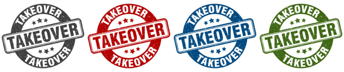 takeover stamp. takeover round stamp set isolated on white background