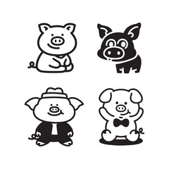 Pig vector piglet farm animal cute pig cartoon pig illustration pig graphic pig design pig art
