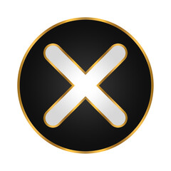 luxury black gold cross button element design png file transparent background, cross mark symbol template design with circle black and gold line