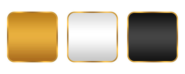 luxury set template gold square shape text box blank silver gold element, golden box element design template transparent png	