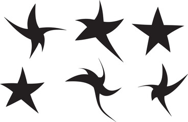  Black Abstract Star Silhouette Set – Tribal and Sharp Pointed Star Vector Icons