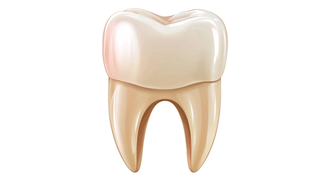 Clean, healthy human molar isolated on a white background for dental care illustration