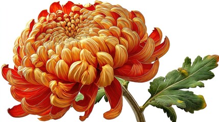 Close-up view of a vibrant chrysanthemum blossom.