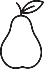 Pear outline fruit leaf simple black line isolated minimal vector healthy