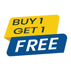 Buy 1 get 1 Free tags sale, Buy one get one free. Design blue and yellow style, Special offer design for business advertising, Banner design template for advertising. vector illustration 