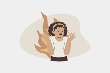 Woman Experiencing Intense Anxiety and Panic Illustration