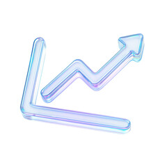 semitransparent crystal  Glowing neon-style upward arrow icon  symbolizing growth, progress, and financial success in digital industries
