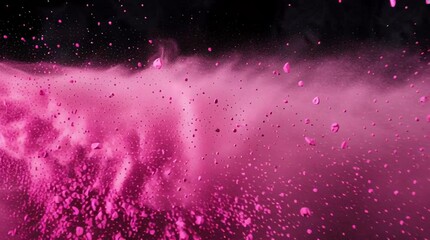 Pink Powder Explosion: A dynamic explosion of vibrant pink powder particles against a dark backdrop, creating a visually stunning abstract display. - Powered by Adobe
