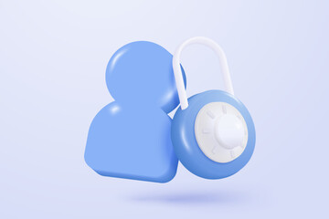 3D private icon signs with secure for online payment safety concepts. password firewall secure for protect crime with hacker in minimalist. 3d password correct buttons icon vector render illustration