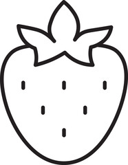 Strawberry outline, fruit icon, simple black line, isolated, minimal style, healthy food