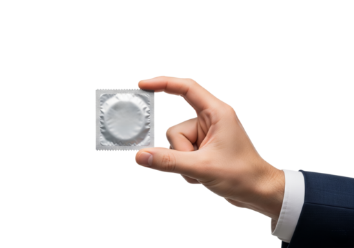 PNG cut out isolated background. PNG cut out isolated background.
Title: Man's Hand Holding a Condom Packet
Description: A man's hand, partially visible in a dark suit jacket and white shirt cuff.