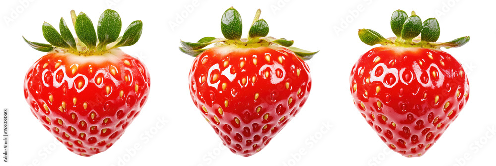Aufkleber fresh red strawberries arranged in a row showcasing vibrant color and texture, isolated on transpare