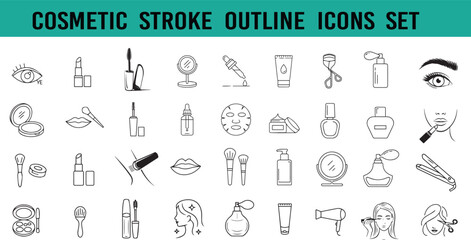 cosmetic editable stroke outline icons set, Organic, natural, vegan, cruelty free, collagen, anti age, antioxidant cosmetic, icon, free, vegan, organic, skin, eco, product