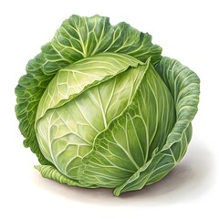 Fototapeta premium Early Jersey Wakefield Cabbage – Pointed Green Freshness on White Background