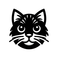 Simple black vector logo icon of cat head