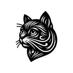 Simple black vector logo icon of cat head