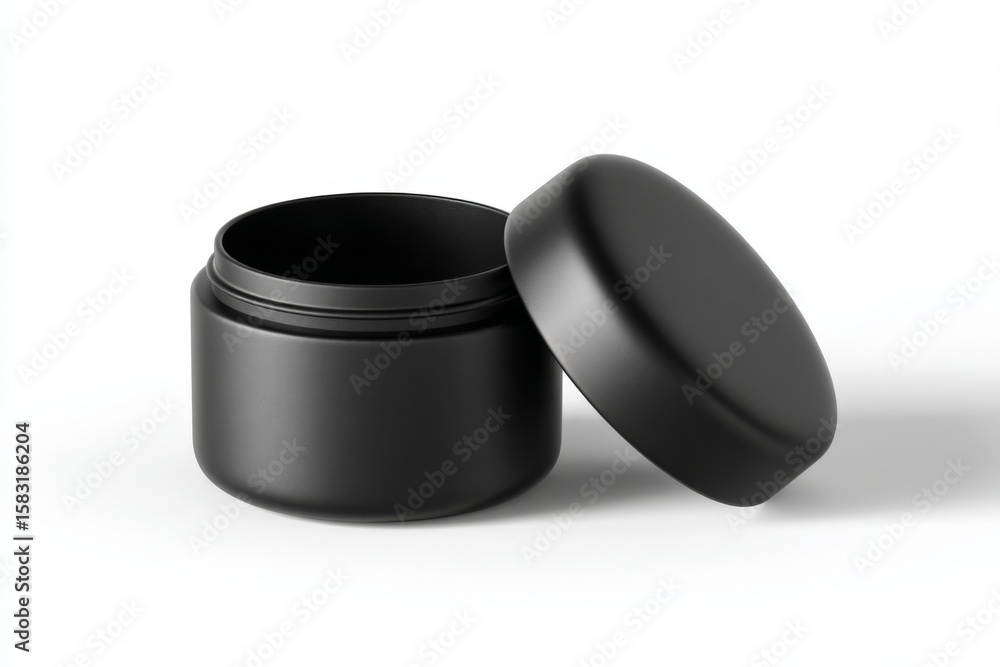 Poster black container with lid designed for storage or packaging of various products