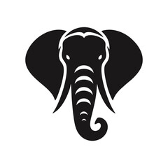 simple black elephant head logo vector on white isolated background