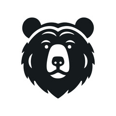 Simple black vector logo icon of bear head