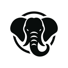simple black elephant head logo vector on white isolated background