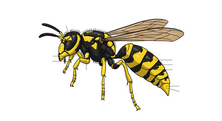 Vector illustration of an insect diagram with blank labels to be filled in with the names of the wasp's body parts