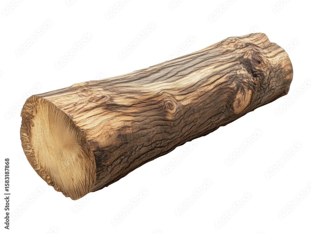 Poster natural wooden log with unique texture and grain patterns for crafting and decoration, isolated on t