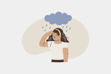 Person Masking Emotions with Sad and Happy Faces Illustration