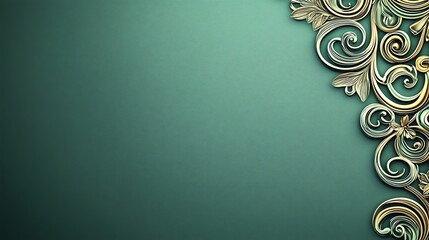 Ornate paper scrolls on teal background